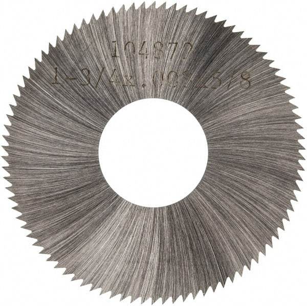 Made in USA - 1-3/4" Diam x 0.008" Blade Thickness x 5/8" Arbor Hole Diam, 90 Tooth Slitting and Slotting Saw - Arbor Connection, Right Hand, Uncoated, High Speed Steel, Concave Ground, Contains Keyway - Benchmark Tooling