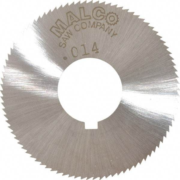 Made in USA - 1-3/4" Diam x 0.014" Blade Thickness x 5/8" Arbor Hole Diam, 90 Tooth Slitting and Slotting Saw - Arbor Connection, Right Hand, Uncoated, High Speed Steel, Concave Ground, Contains Keyway - Benchmark Tooling