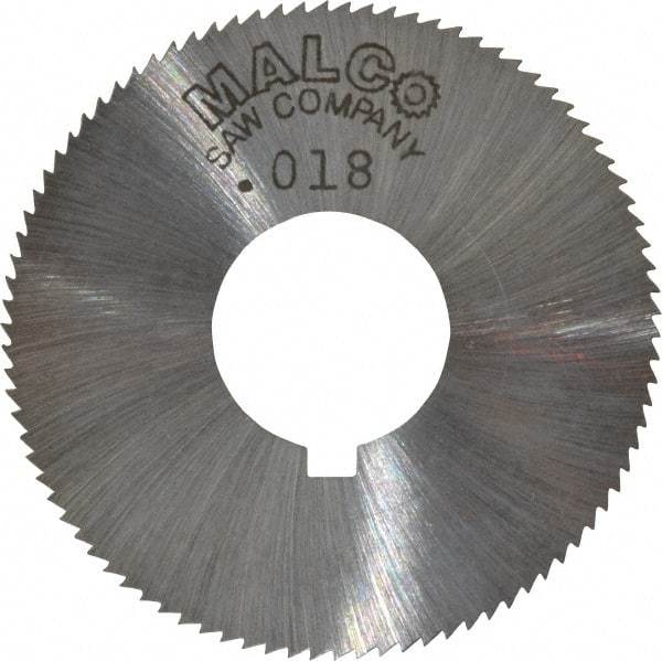 Made in USA - 1-3/4" Diam x 0.018" Blade Thickness x 5/8" Arbor Hole Diam, 90 Tooth Slitting and Slotting Saw - Arbor Connection, Right Hand, Uncoated, High Speed Steel, Concave Ground, Contains Keyway - Benchmark Tooling