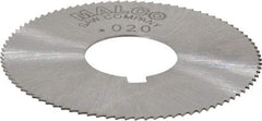 Made in USA - 1-3/4" Diam x 0.02" Blade Thickness x 5/8" Arbor Hole Diam, 90 Tooth Slitting and Slotting Saw - Arbor Connection, Right Hand, Uncoated, High Speed Steel, Concave Ground, Contains Keyway - Benchmark Tooling