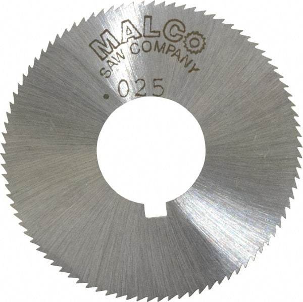 Made in USA - 1-3/4" Diam x 0.025" Blade Thickness x 5/8" Arbor Hole Diam, 90 Tooth Slitting and Slotting Saw - Arbor Connection, Right Hand, Uncoated, High Speed Steel, Concave Ground, Contains Keyway - Benchmark Tooling