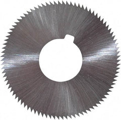 Made in USA - 1-3/4" Diam x 0.032" Blade Thickness x 5/8" Arbor Hole Diam, 90 Tooth Slitting and Slotting Saw - Arbor Connection, Right Hand, Uncoated, High Speed Steel, Concave Ground, Contains Keyway - Benchmark Tooling