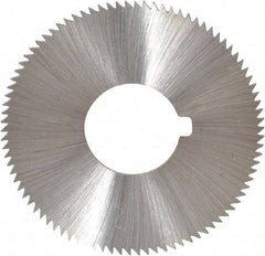 Made in USA - 1-3/4" Diam x 0.036" Blade Thickness x 5/8" Arbor Hole Diam, 90 Tooth Slitting and Slotting Saw - Arbor Connection, Right Hand, Uncoated, High Speed Steel, Concave Ground, Contains Keyway - Benchmark Tooling