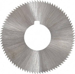 Made in USA - 1-3/4" Diam x 0.04" Blade Thickness x 5/8" Arbor Hole Diam, 90 Tooth Slitting and Slotting Saw - Arbor Connection, Right Hand, Uncoated, High Speed Steel, Concave Ground, Contains Keyway - Benchmark Tooling