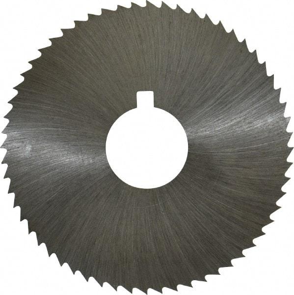 Made in USA - 2-1/4" Diam x 0.008" Blade Thickness x 5/8" Arbor Hole Diam, 60 Tooth Slitting and Slotting Saw - Arbor Connection, Right Hand, Uncoated, High Speed Steel, Concave Ground, Contains Keyway - Benchmark Tooling