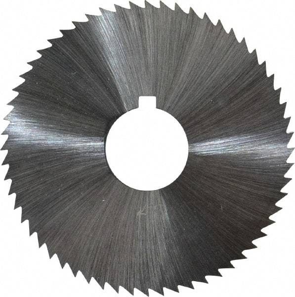 Made in USA - 2-1/4" Diam x 0.023" Blade Thickness x 5/8" Arbor Hole Diam, 60 Tooth Slitting and Slotting Saw - Arbor Connection, Right Hand, Uncoated, High Speed Steel, Concave Ground, Contains Keyway - Benchmark Tooling