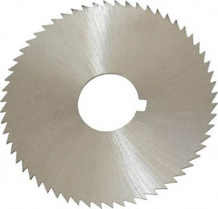 Made in USA - 2-1/4" Diam x 0.032" Blade Thickness x 5/8" Arbor Hole Diam, 60 Tooth Slitting and Slotting Saw - Arbor Connection, Right Hand, Uncoated, High Speed Steel, Concave Ground, Contains Keyway - Benchmark Tooling