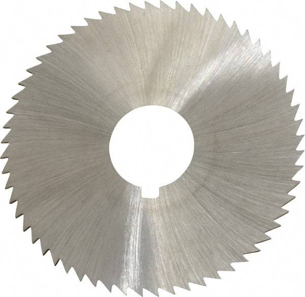 Made in USA - 2-1/4" Diam x 0.036" Blade Thickness x 5/8" Arbor Hole Diam, 60 Tooth Slitting and Slotting Saw - Arbor Connection, Right Hand, Uncoated, High Speed Steel, Concave Ground, Contains Keyway - Benchmark Tooling