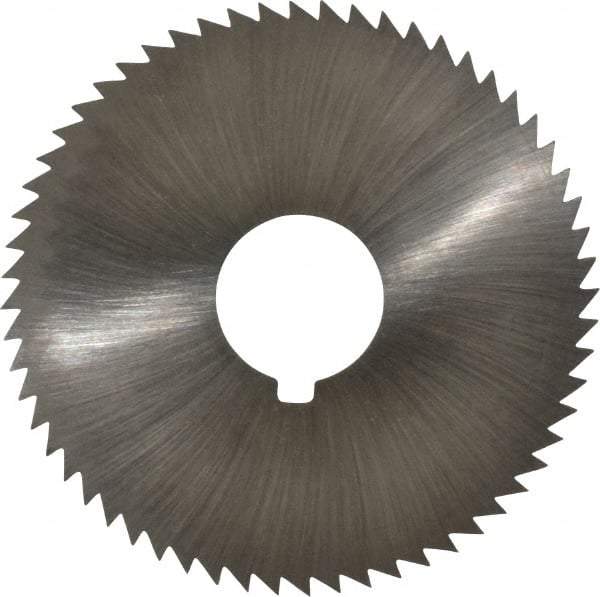 Made in USA - 2-1/4" Diam x 0.045" Blade Thickness x 5/8" Arbor Hole Diam, 60 Tooth Slitting and Slotting Saw - Arbor Connection, Right Hand, Uncoated, High Speed Steel, Concave Ground, Contains Keyway - Benchmark Tooling