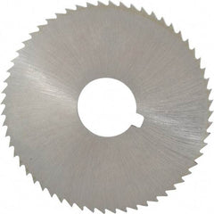 Made in USA - 2-1/4" Diam x 0.091" Blade Thickness x 5/8" Arbor Hole Diam, 60 Tooth Slitting and Slotting Saw - Arbor Connection, Right Hand, Uncoated, High Speed Steel, Concave Ground, Contains Keyway - Benchmark Tooling