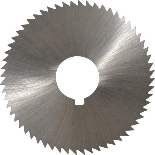 Made in USA - 2-1/4" Diam x 0.102" Blade Thickness x 5/8" Arbor Hole Diam, 60 Tooth Slitting and Slotting Saw - Arbor Connection, Right Hand, Uncoated, High Speed Steel, Concave Ground, Contains Keyway - Benchmark Tooling