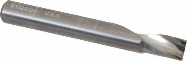 Onsrud - 1/4" Cutting Diam x 3/8" Length of Cut, 1 Flute, Upcut Spiral Router Bit - Uncoated, Right Hand Cut, Solid Carbide, 2" OAL x 1/4" Shank Diam, Single Edge, 21° Helix Angle - Benchmark Tooling