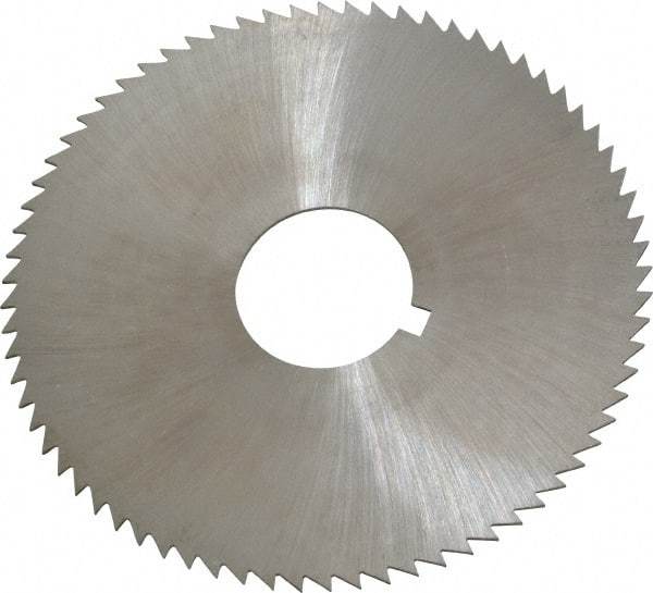 Made in USA - 2-3/4" Diam x 0.032" Blade Thickness x 3/4" Arbor Hole Diam, 72 Tooth Slitting and Slotting Saw - Arbor Connection, Right Hand, Uncoated, High Speed Steel, Concave Ground, Contains Keyway - Benchmark Tooling