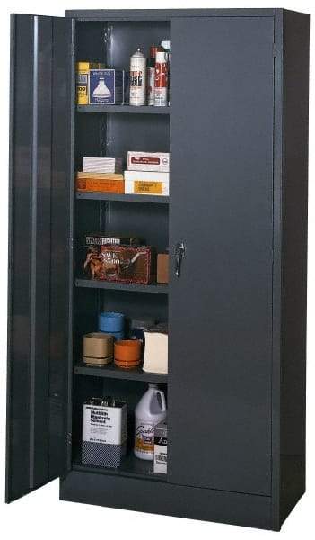 Edsal - 4 Shelf Combination Storage Cabinet - Steel, 36" Wide x 18" Deep x 78" High, Med Grey - Benchmark Tooling