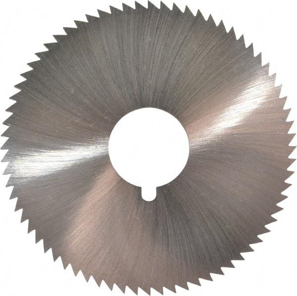 Made in USA - 2-3/4" Diam x 0.091" Blade Thickness x 3/4" Arbor Hole Diam, 72 Tooth Slitting and Slotting Saw - Arbor Connection, Right Hand, Uncoated, High Speed Steel, Concave Ground, Contains Keyway - Benchmark Tooling