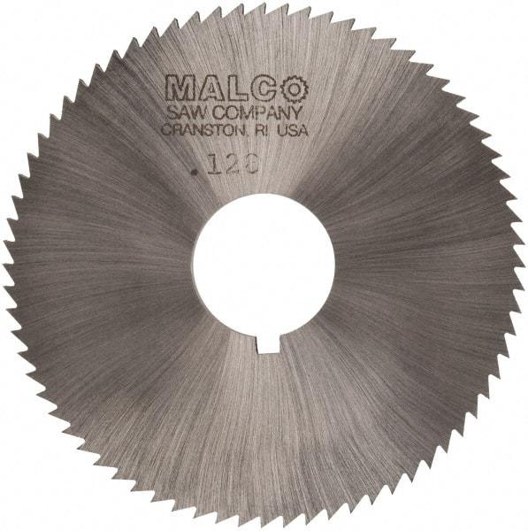 Made in USA - 2-3/4" Diam x 0.128" Blade Thickness x 3/4" Arbor Hole Diam, 72 Tooth Slitting and Slotting Saw - Arbor Connection, Right Hand, Uncoated, High Speed Steel, Concave Ground, Contains Keyway - Benchmark Tooling