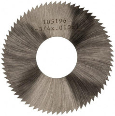 Made in USA - 2-3/4" Diam x 0.01" Blade Thickness x 1" Arbor Hole Diam, 72 Tooth Slitting and Slotting Saw - Arbor Connection, Right Hand, Uncoated, High Speed Steel, Concave Ground, Contains Keyway - Benchmark Tooling