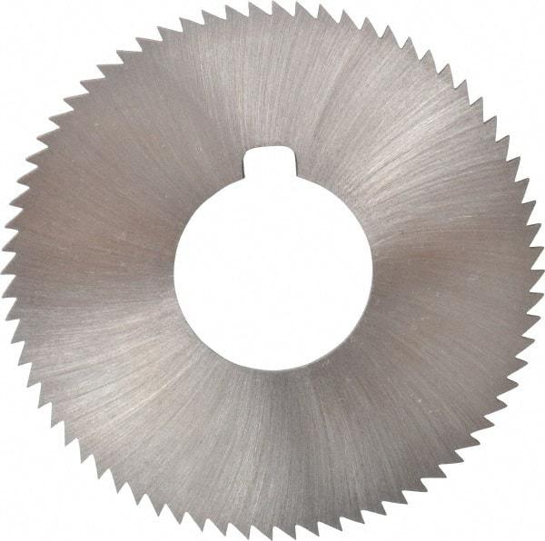 Made in USA - 2-3/4" Diam x 0.072" Blade Thickness x 1" Arbor Hole Diam, 72 Tooth Slitting and Slotting Saw - Arbor Connection, Right Hand, Uncoated, High Speed Steel, Concave Ground, Contains Keyway - Benchmark Tooling