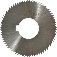 Made in USA - 2-3/4" Diam x 0.128" Blade Thickness x 1" Arbor Hole Diam, 72 Tooth Slitting and Slotting Saw - Arbor Connection, Right Hand, Uncoated, High Speed Steel, Concave Ground, Contains Keyway - Benchmark Tooling