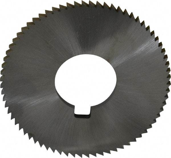 Made in USA - 2-3/4" Diam x 0.144" Blade Thickness x 1" Arbor Hole Diam, 72 Tooth Slitting and Slotting Saw - Arbor Connection, Right Hand, Uncoated, High Speed Steel, Concave Ground, Contains Keyway - Benchmark Tooling