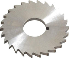 Made in USA - 1-1/2" Diam x 3/32" Blade Thickness x 1/2" Arbor Hole Diam, 26 Tooth Slitting and Slotting Saw - Arbor Connection, Right Hand, Uncoated, High Speed Steel, Concave Ground, Contains Keyway - Benchmark Tooling