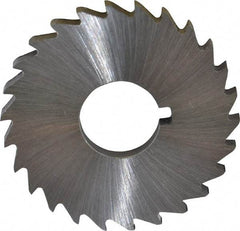 Made in USA - 1-1/2" Diam x 1/8" Blade Thickness x 1/2" Arbor Hole Diam, 26 Tooth Slitting and Slotting Saw - Arbor Connection, Right Hand, Uncoated, High Speed Steel, Concave Ground, Contains Keyway - Benchmark Tooling