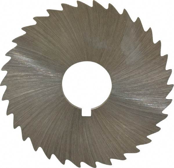 Made in USA - 1-3/4" Diam x 1/32" Blade Thickness x 1/2" Arbor Hole Diam, 34 Tooth Slitting and Slotting Saw - Arbor Connection, Right Hand, Uncoated, High Speed Steel, Concave Ground, Contains Keyway - Benchmark Tooling