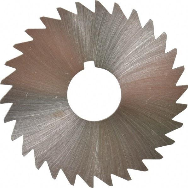 Made in USA - 1-3/4" Diam x 1/16" Blade Thickness x 1/2" Arbor Hole Diam, 30 Tooth Slitting and Slotting Saw - Arbor Connection, Right Hand, Uncoated, High Speed Steel, Concave Ground, Contains Keyway - Benchmark Tooling