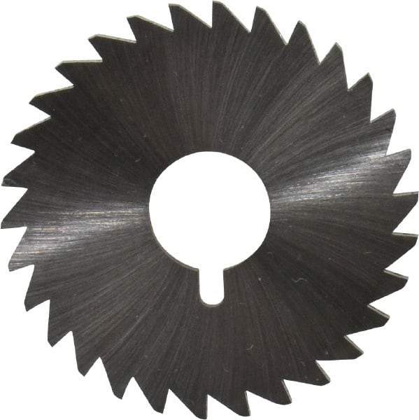 Made in USA - 1-3/4" Diam x 3/32" Blade Thickness x 1/2" Arbor Hole Diam, 30 Tooth Slitting and Slotting Saw - Arbor Connection, Right Hand, Uncoated, High Speed Steel, Concave Ground, Contains Keyway - Benchmark Tooling