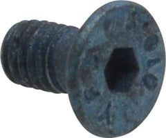 Metric Blue - M4x0.70 Metric Coarse Hex Socket Drive, 90° Flat Screw - Grade 10.9 Alloy Steel, Metric Blue Finish, Fully Threaded, 8mm OAL - Benchmark Tooling