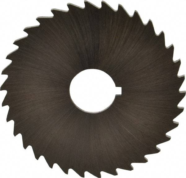 Made in USA - 2" Diam x 1/16" Blade Thickness x 1/2" Arbor Hole Diam, 34 Tooth Slitting and Slotting Saw - Arbor Connection, Right Hand, Uncoated, High Speed Steel, Concave Ground, Contains Keyway - Benchmark Tooling