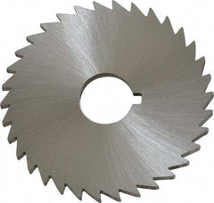 Made in USA - 2" Diam x 3/32" Blade Thickness x 1/2" Arbor Hole Diam, 34 Tooth Slitting and Slotting Saw - Arbor Connection, Right Hand, Uncoated, High Speed Steel, Concave Ground, Contains Keyway - Benchmark Tooling