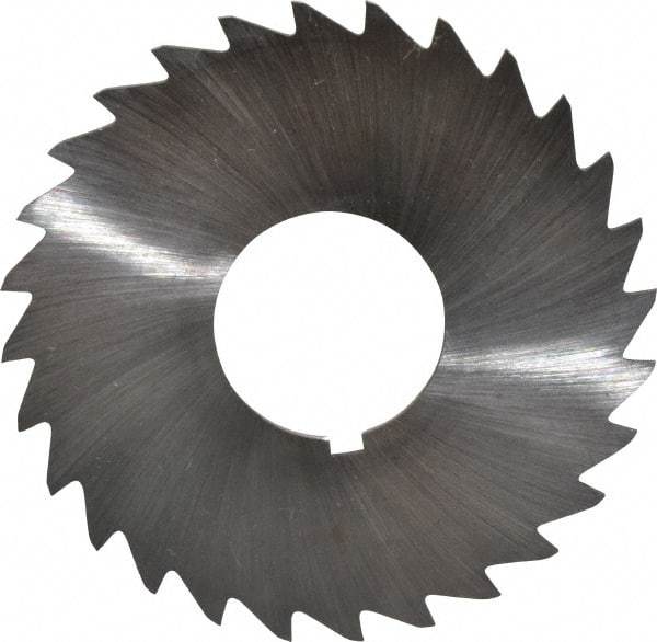 Made in USA - 2-1/2" Diam x 3/64" Blade Thickness x 7/8" Arbor Hole Diam, 28 Tooth Slitting and Slotting Saw - Arbor Connection, Right Hand, Uncoated, High Speed Steel, Concave Ground, Contains Keyway - Benchmark Tooling