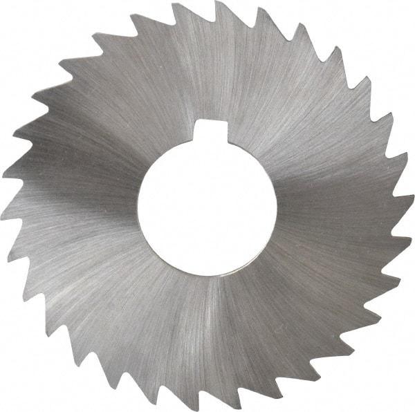 Made in USA - 3" Diam x 3/32" Blade Thickness x 1" Arbor Hole Diam, 30 Tooth Slitting and Slotting Saw - Arbor Connection, Right Hand, Uncoated, High Speed Steel, Concave Ground, Contains Keyway - Benchmark Tooling