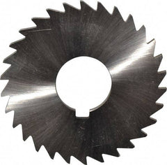 Made in USA - 3" Diam x 1/8" Blade Thickness x 1" Arbor Hole Diam, 30 Tooth Slitting and Slotting Saw - Arbor Connection, Right Hand, Uncoated, High Speed Steel, Concave Ground, Contains Keyway - Benchmark Tooling