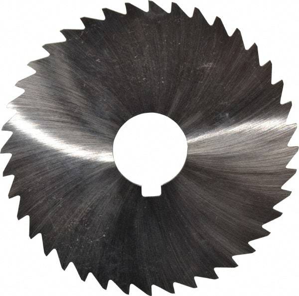 Made in USA - 4" Diam x 3/64" Blade Thickness x 1" Arbor Hole Diam, 40 Tooth Slitting and Slotting Saw - Arbor Connection, Right Hand, Uncoated, High Speed Steel, Concave Ground, Contains Keyway - Benchmark Tooling