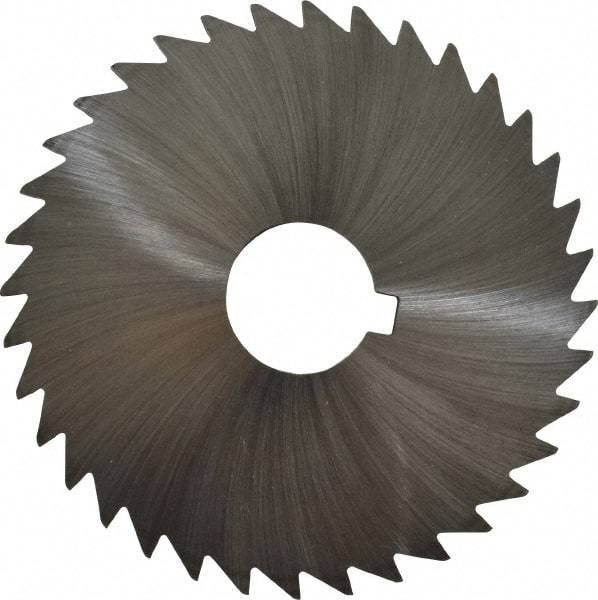 Made in USA - 4" Diam x 3/32" Blade Thickness x 1" Arbor Hole Diam, 36 Tooth Slitting and Slotting Saw - Arbor Connection, Right Hand, Uncoated, High Speed Steel, Concave Ground, Contains Keyway - Benchmark Tooling