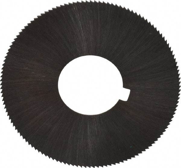 Made in USA - 1-3/4" Diam x 0.02" Blade Thickness x 5/8" Arbor Hole Diam, 132 Tooth Slitting and Slotting Saw - Arbor Connection, Right Hand, Uncoated, High Speed Steel, Concave Ground, Contains Keyway - Benchmark Tooling