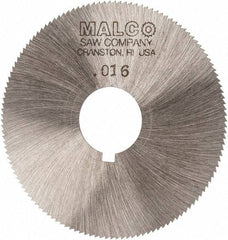 Made in USA - 2-1/4" Diam x 0.016" Blade Thickness x 5/8" Arbor Hole Diam, 132 Tooth Slitting and Slotting Saw - Arbor Connection, Right Hand, Uncoated, High Speed Steel, Concave Ground, Contains Keyway - Benchmark Tooling