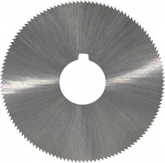 Made in USA - 2-1/4" Diam x 0.028" Blade Thickness x 5/8" Arbor Hole Diam, 132 Tooth Slitting and Slotting Saw - Arbor Connection, Right Hand, Uncoated, High Speed Steel, Concave Ground, Contains Keyway - Benchmark Tooling