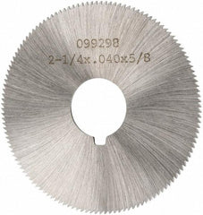 Made in USA - 2-1/4" Diam x 0.04" Blade Thickness x 5/8" Arbor Hole Diam, 132 Tooth Slitting and Slotting Saw - Arbor Connection, Right Hand, Uncoated, High Speed Steel, Concave Ground, Contains Keyway - Benchmark Tooling