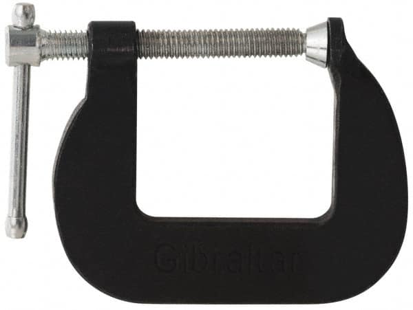 Gibraltar - Light-Duty 1" Max Opening, 1-1/2" Throat Depth, Cast Iron Standard C-Clamp - 500 Lb Capacity, 0" Min Opening, Standard Throat Depth - Benchmark Tooling