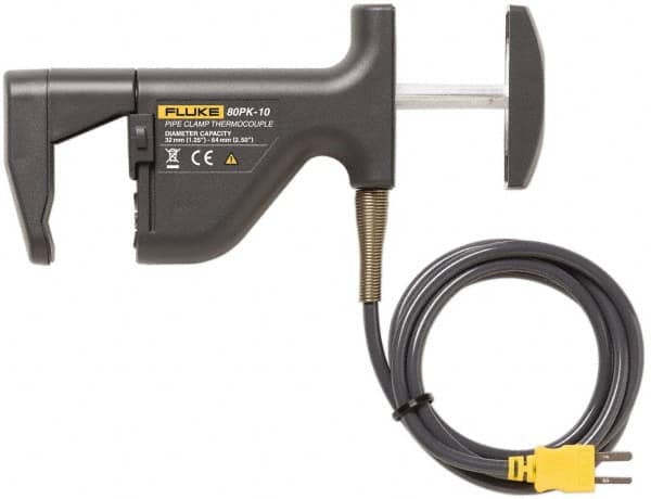 Fluke - -20 to 300°F, Pipe Surface Clamp On Thermometer - 1-1/4 to 2-1/2 Pipe, 80PK-10 to Pipe Clamp Temp Probe - Benchmark Tooling