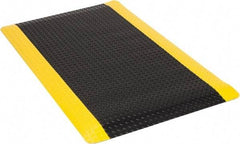 Wearwell - 5' Long x 3' Wide, Dry Environment, Anti-Fatigue Matting - Black with Yellow Borders, Vinyl with Urethane Sponge Base, Beveled on 4 Sides - Benchmark Tooling
