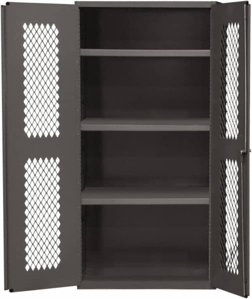 Durham - 2 Shelf Locking Storage Cabinet - Steel, 36" Wide x 18" Deep x 48" High, Gray - Benchmark Tooling