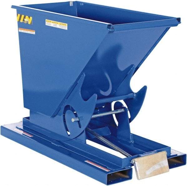 Vestil - 2,000 Lb Load Capacity, 1/4 Cu Yd, Steel Self-Dumping Hopper - 26" Wide x 51-7/8" Long x 38" High, Blue - Benchmark Tooling