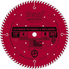 Freud - 10" Diam, 5/8" Arbor Hole Diam, 80 Tooth Wet & Dry Cut Saw Blade - Carbide-Tipped, Standard Round Arbor - Benchmark Tooling