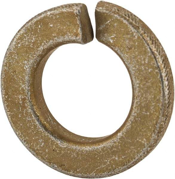 Made in USA - 3/8", 0.094" Thick Split Lock Washer - 1060 Spring Steel, Zinc Yellow Dichromate Finish, 0.377" Min ID, 0.385" Max ID, 0.68" Max OD - Benchmark Tooling