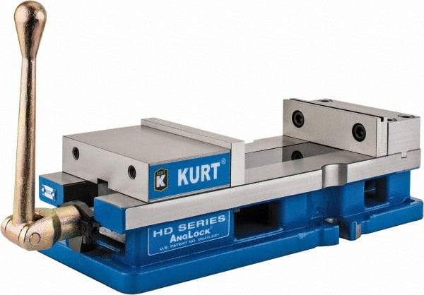 Kurt - 6" Jaw Width, 9-1/16" Jaw Opening Capacity, Horizontal Stationary Machine Vise - Manual Operation, 5,250 Lb Capacity, 1 Station, 18.32" Long x 4.86" High x 1-31/64" Deep, 1.735" Jaw Height, 5,250 Lb Max Clamp Force - Benchmark Tooling