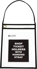 C-LINE - 15 Piece Clear Hanging Strap Stitched Shop Ticket Holder - 12" High x 9" Wide - Benchmark Tooling